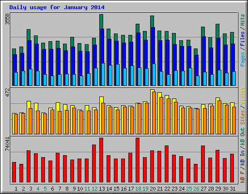 Daily usage for January 2014