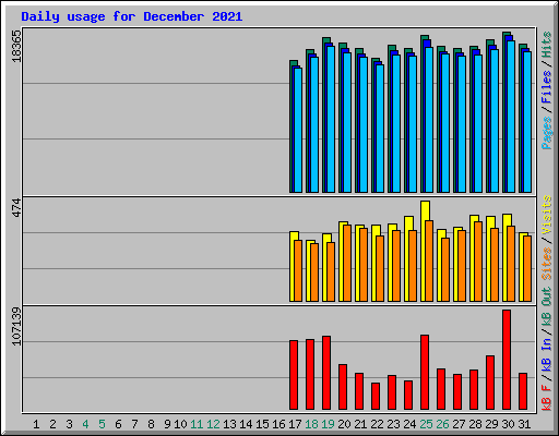 Daily usage for December 2021