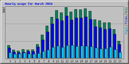 Hourly usage for March 2016